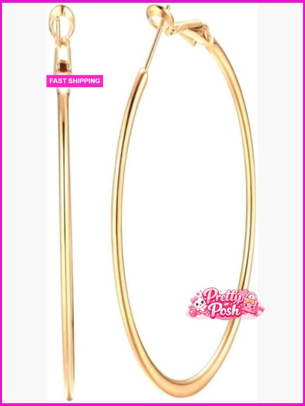 Stainless Steel Large Hoop Earrings 70mm Huggie Hoops Women